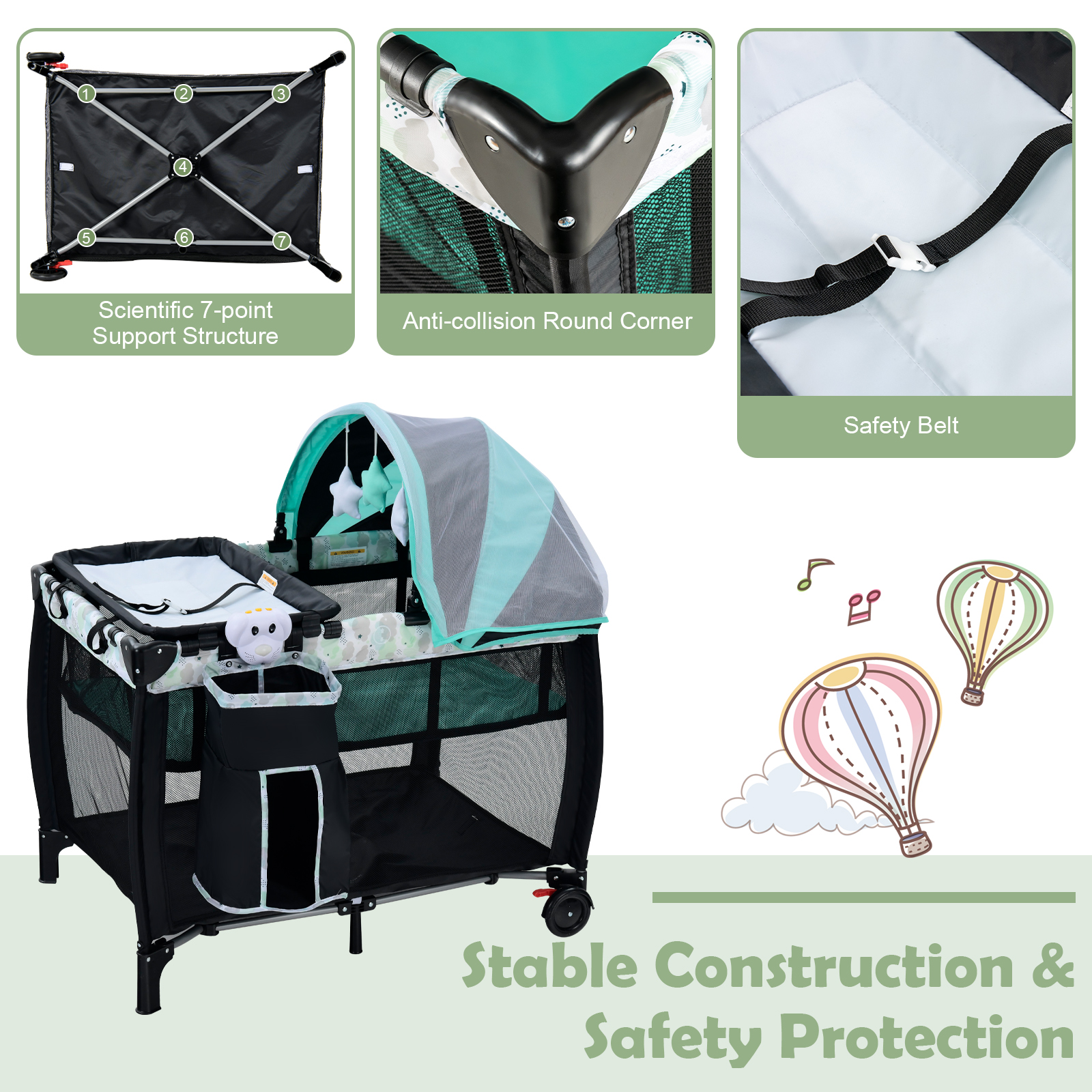 4IN1 Baby Travel Cot Crib Portable Foldable Portacot